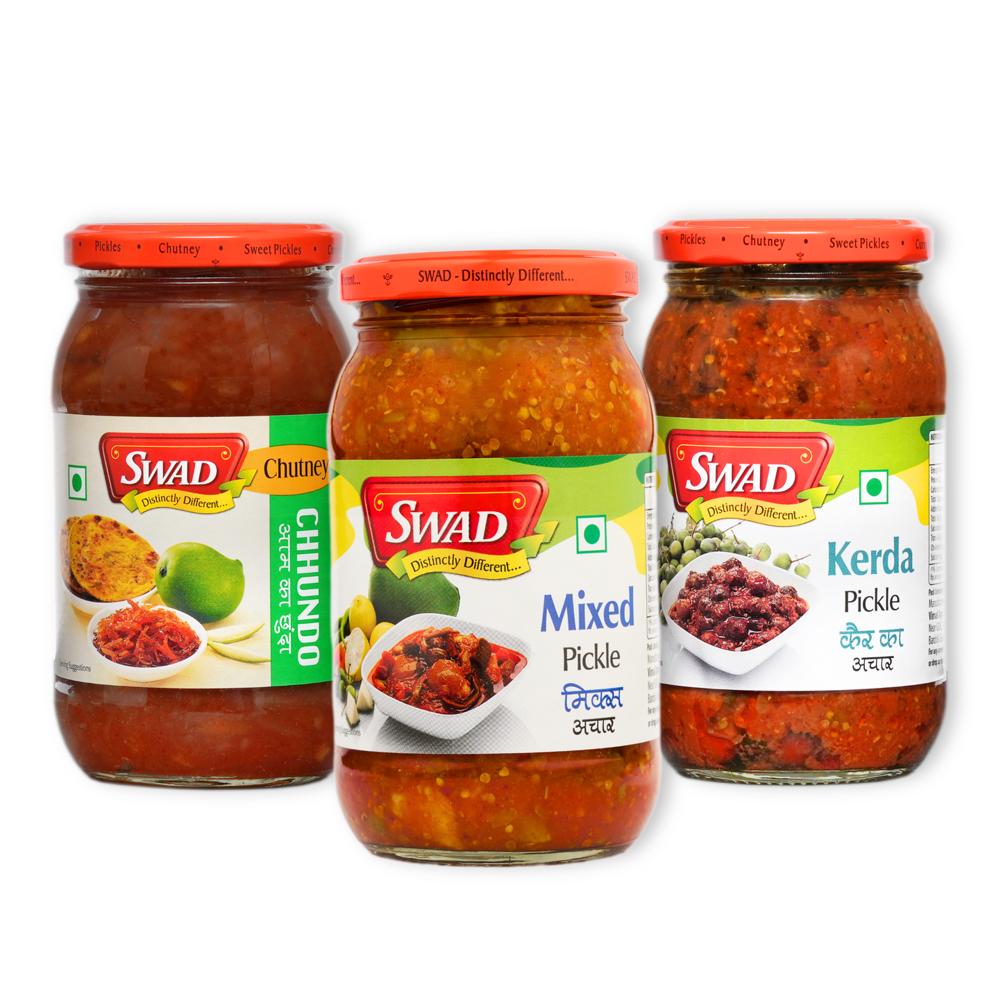 SWAD Combo Pack of Chhundo 500g|Mixed Pickle 400g|Kerda Pickle 400g