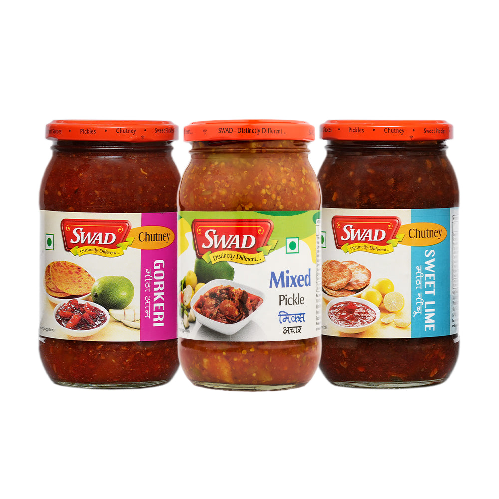 SWAD Mixed Pickle 400g, Gorkeri 500g& Sweet Lime Pickle 500g