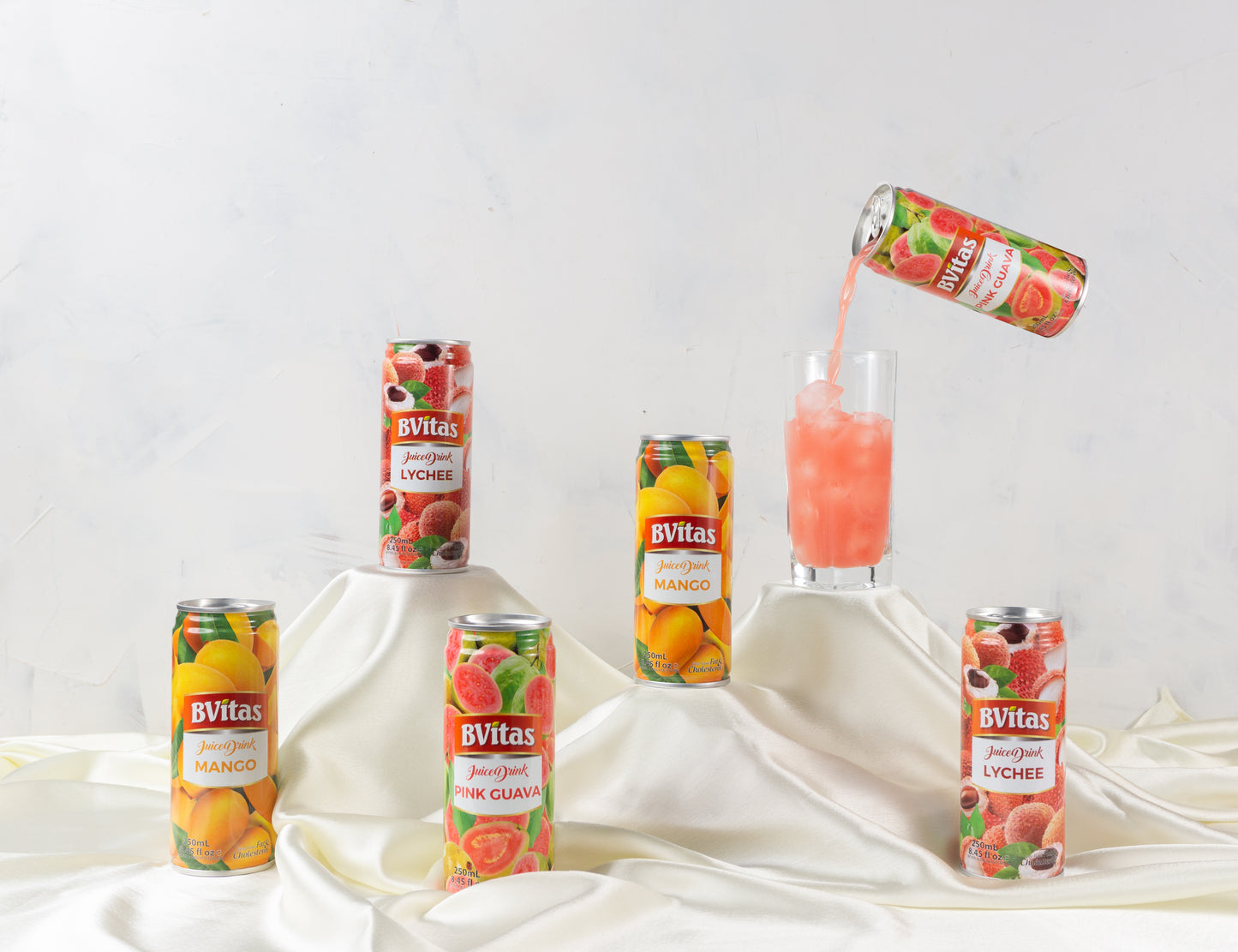 BVitas Combo Pack of Mango,Lychee & Pink Guava Fruit Juice 250ml- 1 Unit of Each