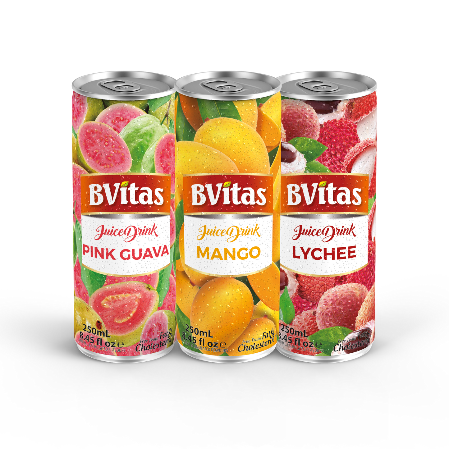 BVitas Combo Pack of Mango,Lychee & Pink Guava Fruit Juice 250ml- 1 Unit of Each
