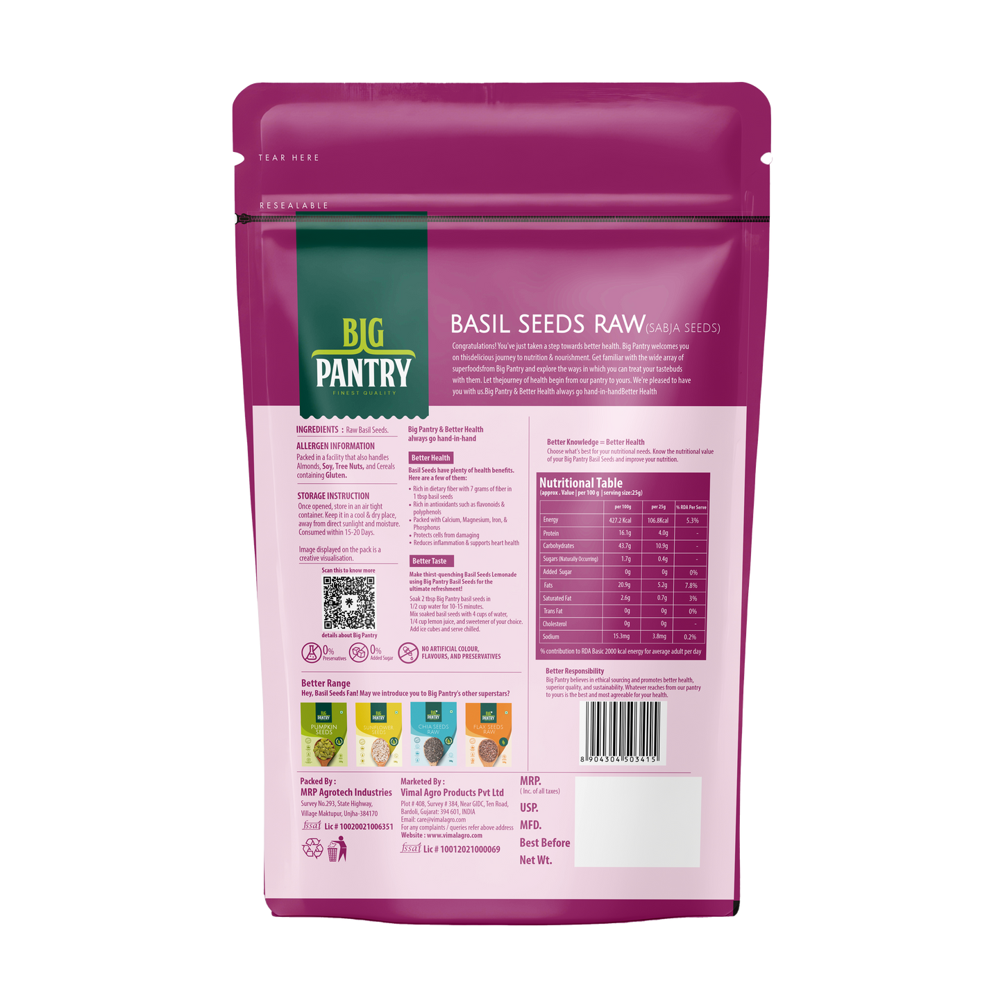 Healthy starter Pack - Chia, Basil, Flax Seeds 200g