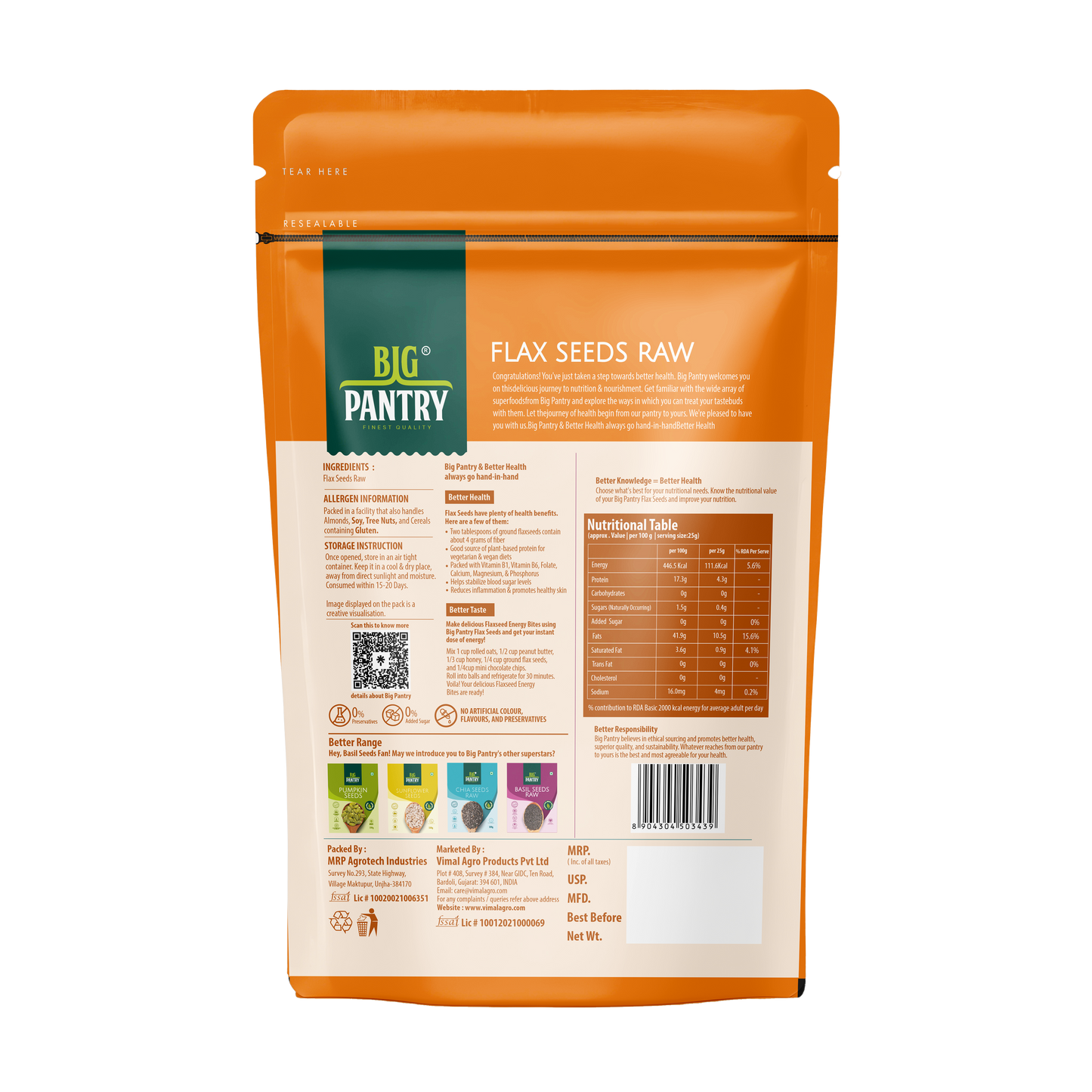 Healthy starter Pack - Chia, Basil, Flax Seeds 200g