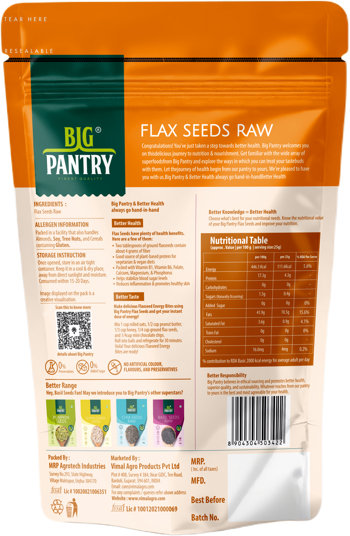 BIG PANTRY Flax Seeds 500g