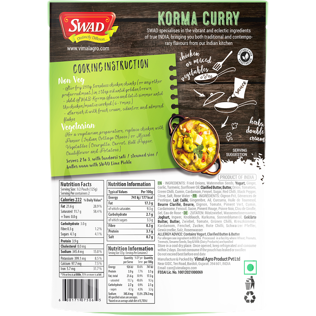 SWAD Korma Curry Sauce 250g ( BUY 1 GET 1 )