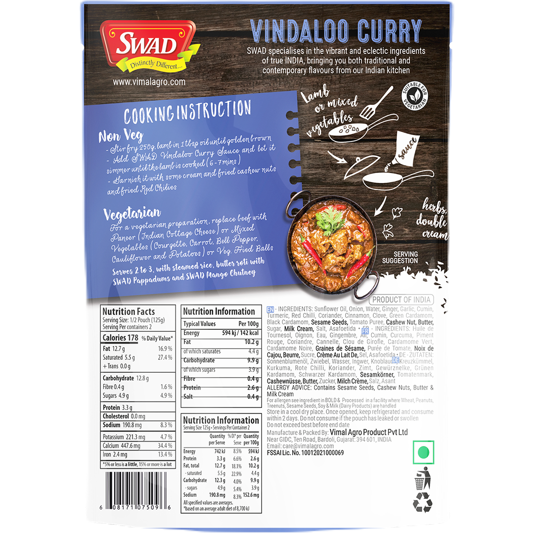 SWAD Vindaloo Curry Sauce 250g (BUY 1 GET 1)