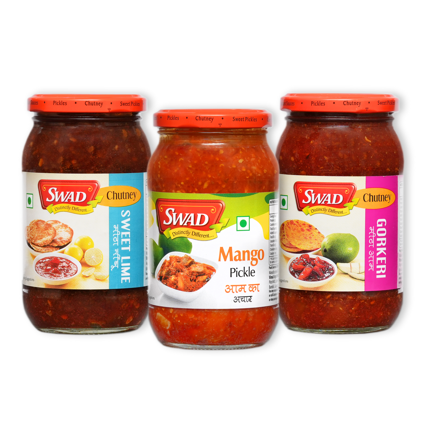 SWAD Combo Pack of Sweetlime 500g|Mango Pickle 400g|Gorkeri 500g