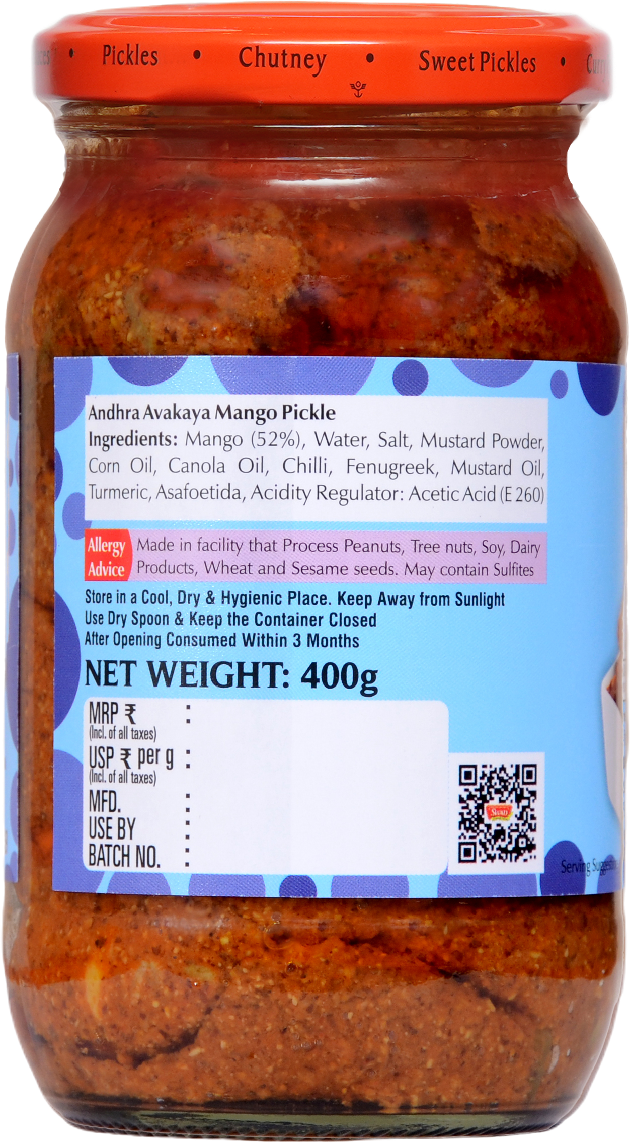 SWAD Andhra Avakaya Mango Pickle 400g