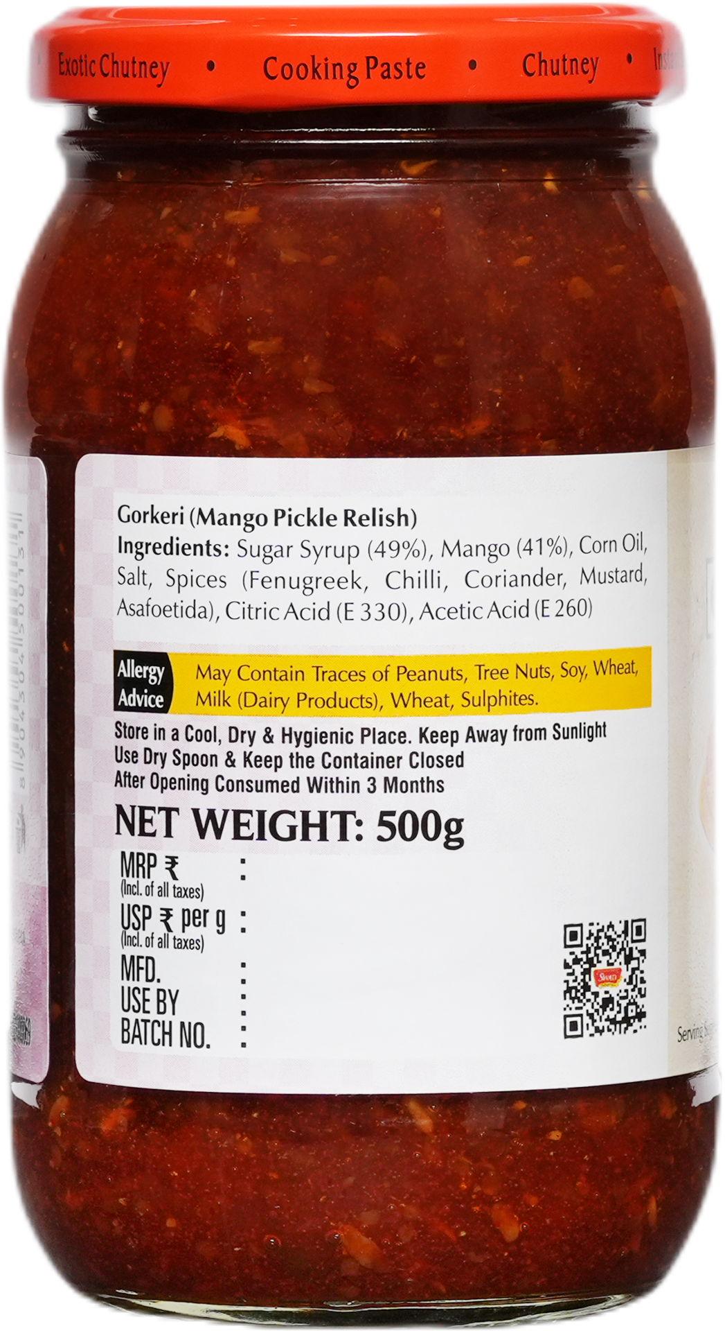 SWAD Combo Pack of Green Chilli Pickle|Mango Pickle|Mixed Pickle 400g|Gorkeri 500g