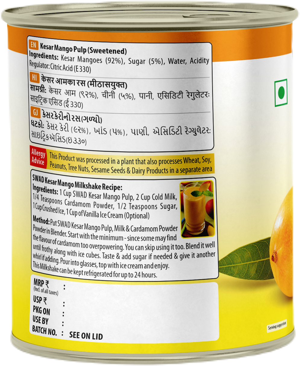 SWAD Kesar Mango Pulp 850g