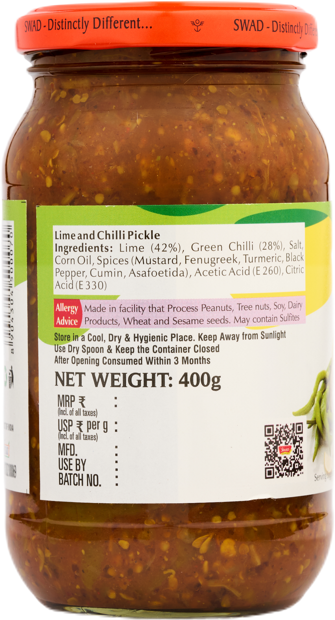 SWAD Lime & Chilli Pickle 400g