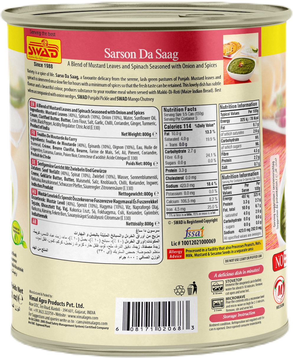 SWAD Ready to Eat Sarson Da Saag 800g