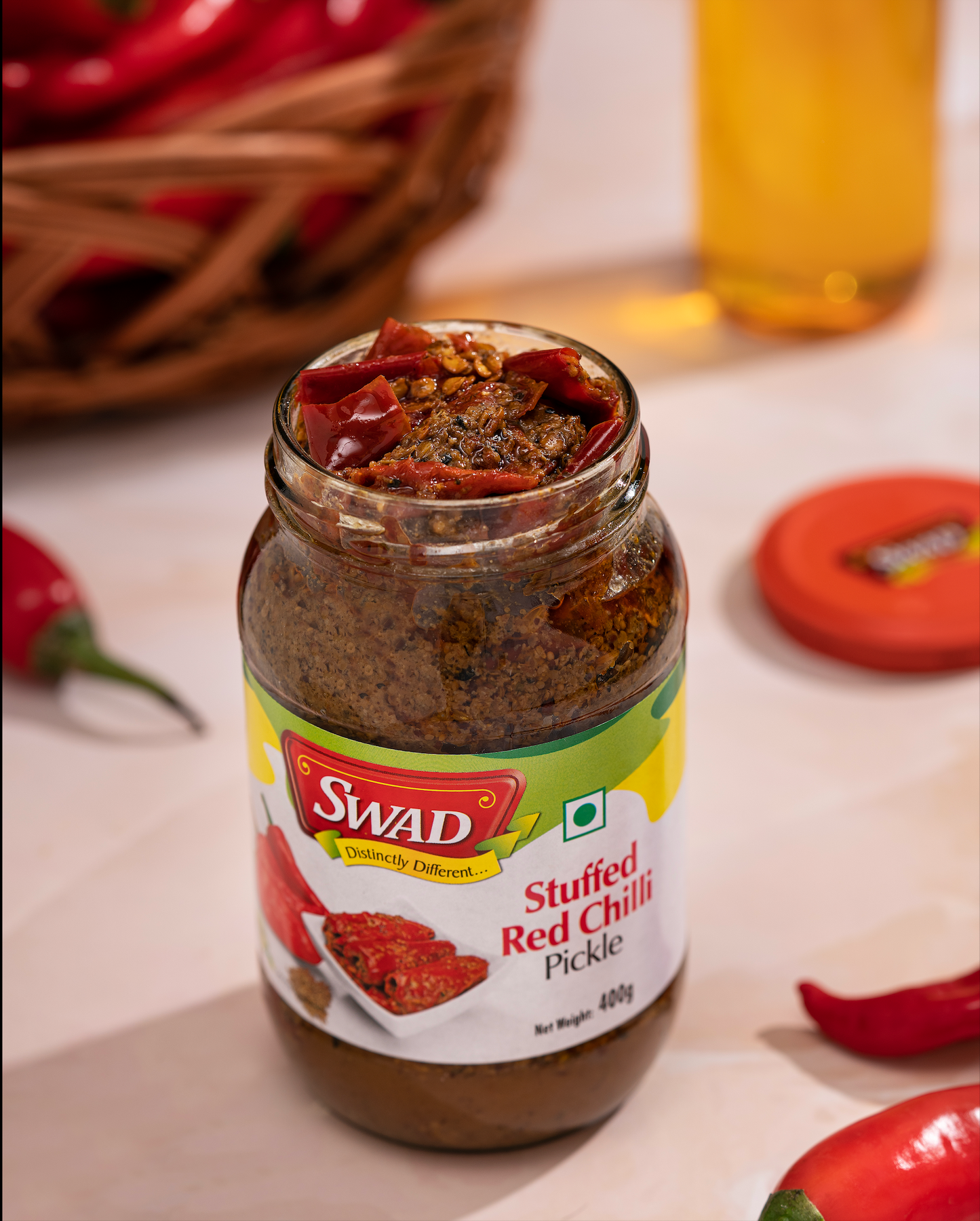 SWAD Stuffed Red Chilli Pickle- 400g