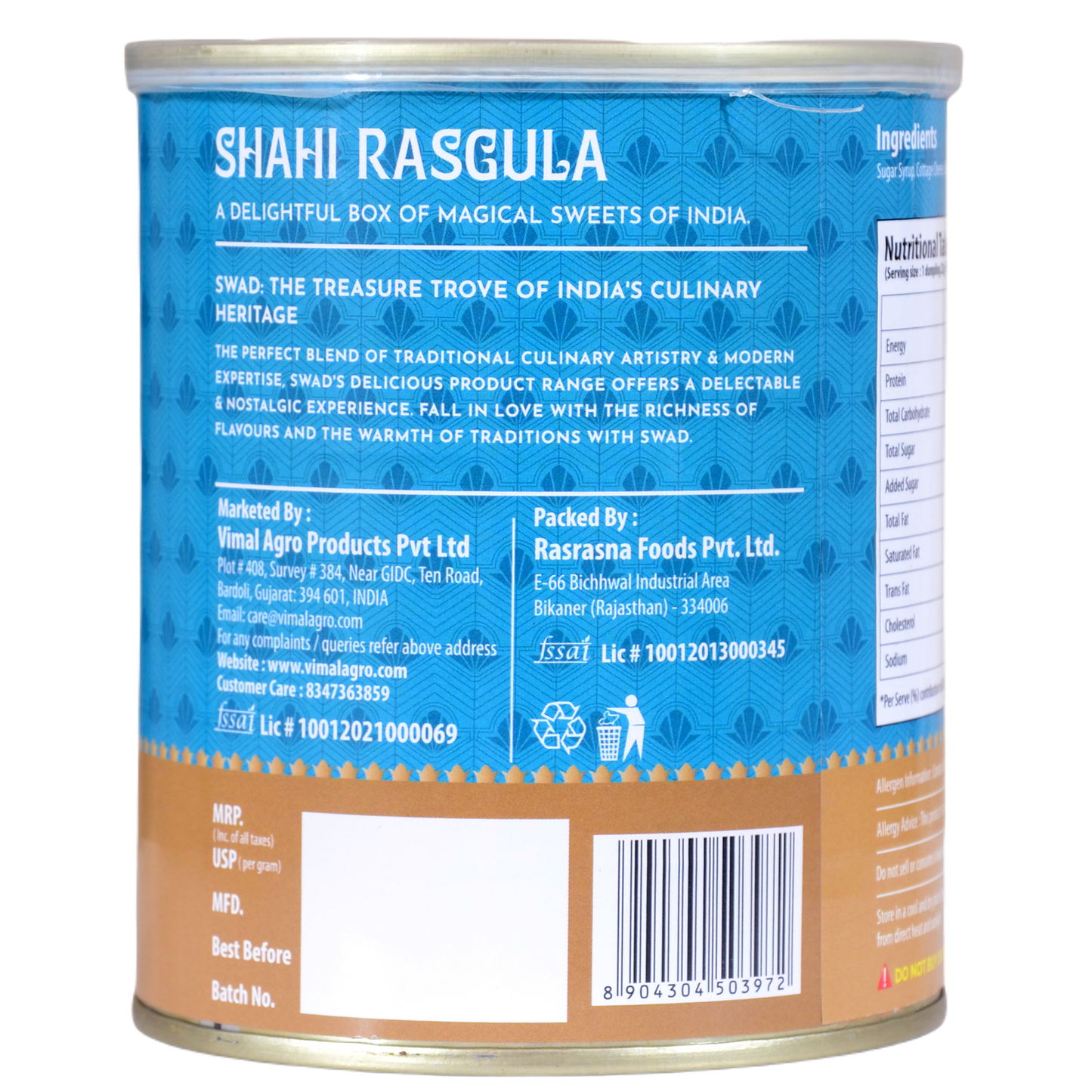 SWAD Combo Pack of Shahi Rasgulla & Gulab Jamun 1kg each