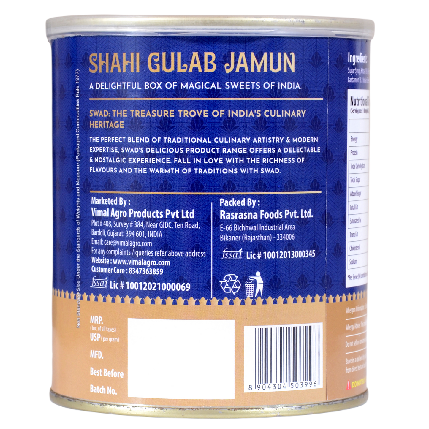 SWAD Combo Pack of Shahi Rasgulla & Gulab Jamun 1kg each