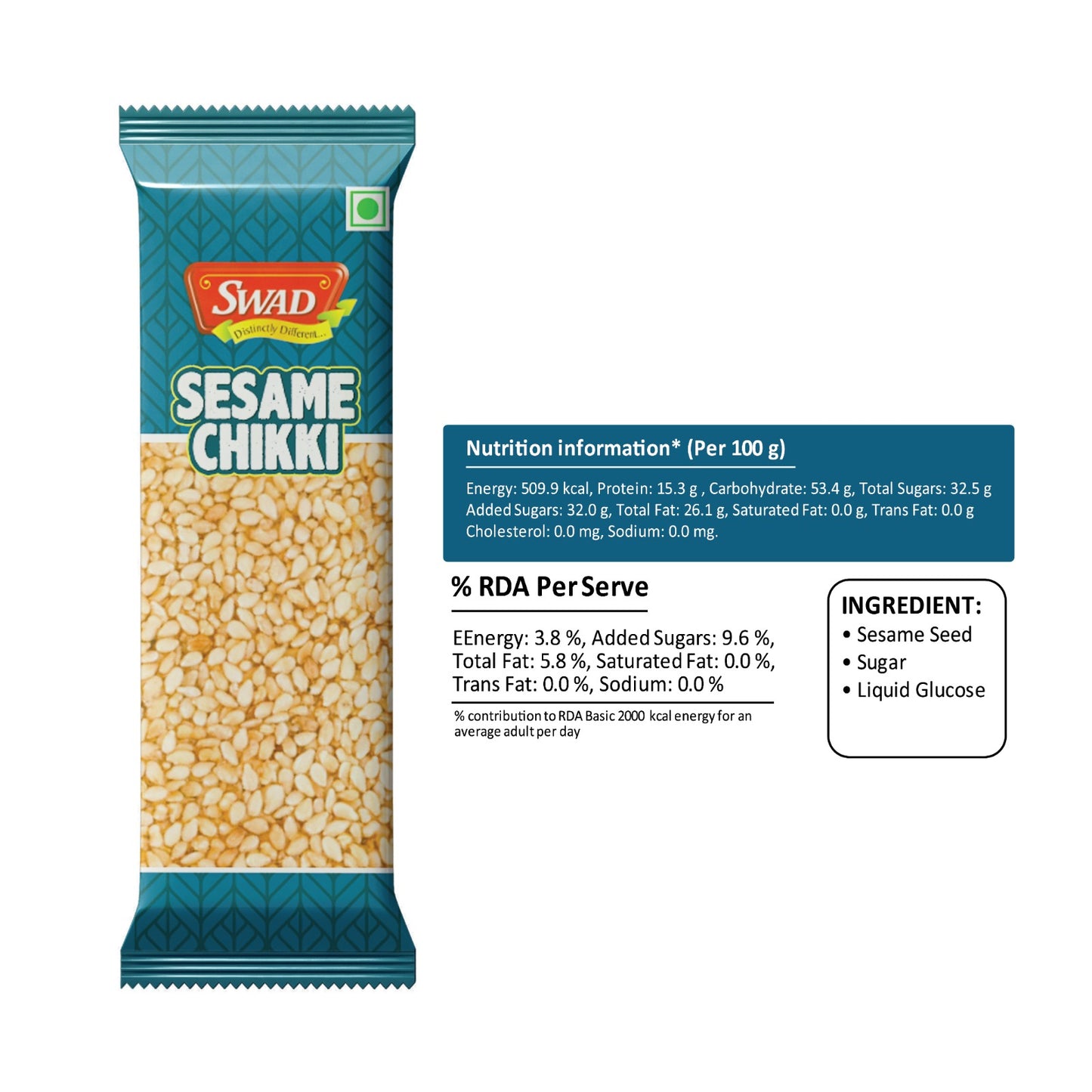SWAD Sesame Chikki 25g - Pack of 50