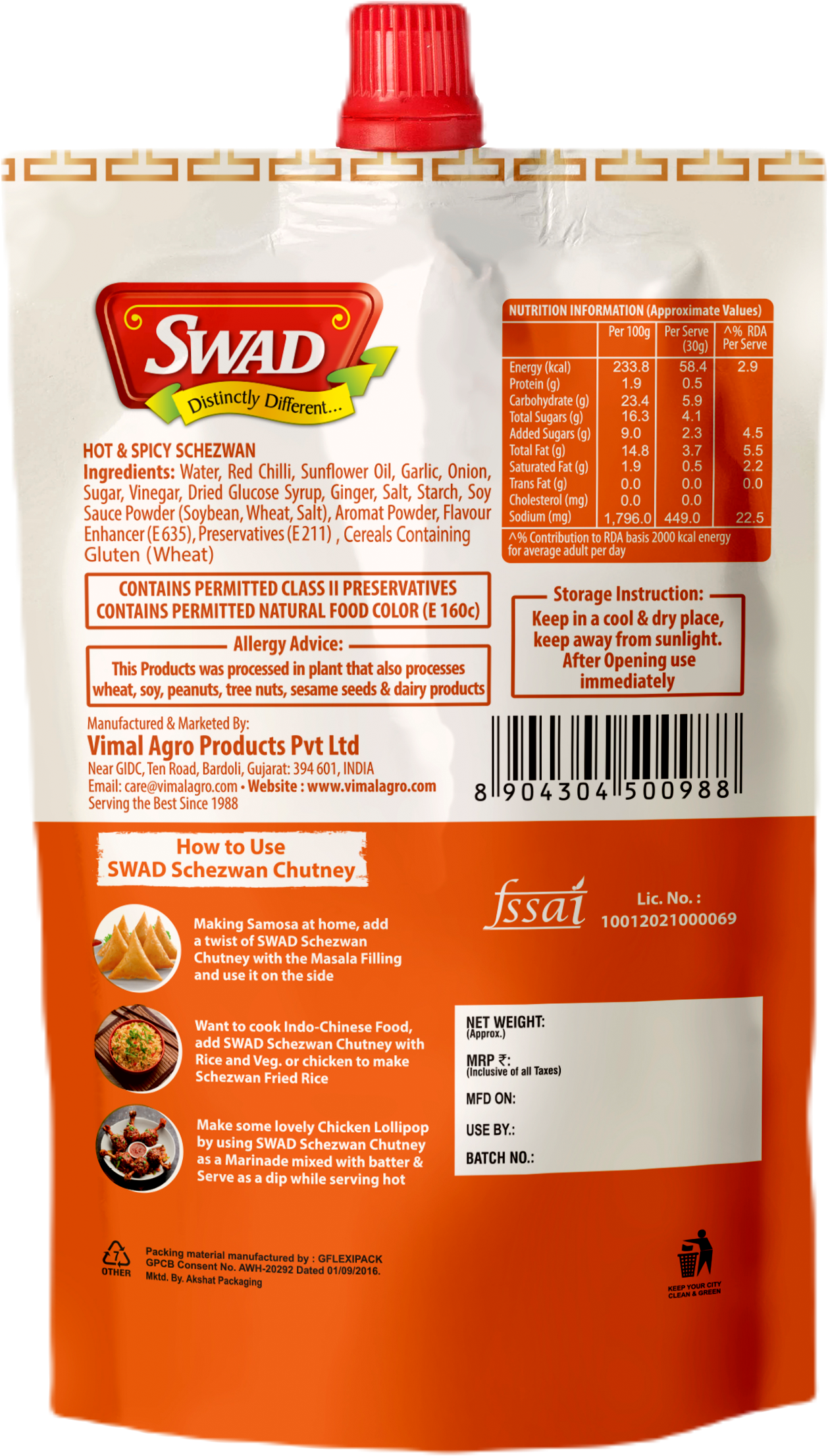 SWAD Hot & Spicy Schezwan 150g Pack of 2 | Dip | Spread | Chutney | Marinate