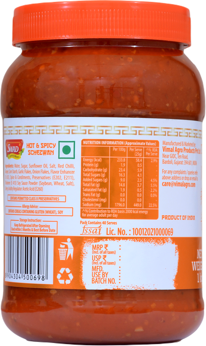 SWAD Hot & Spicy Schezwan 1kg | Dip | Spread | Chutney | Marinate