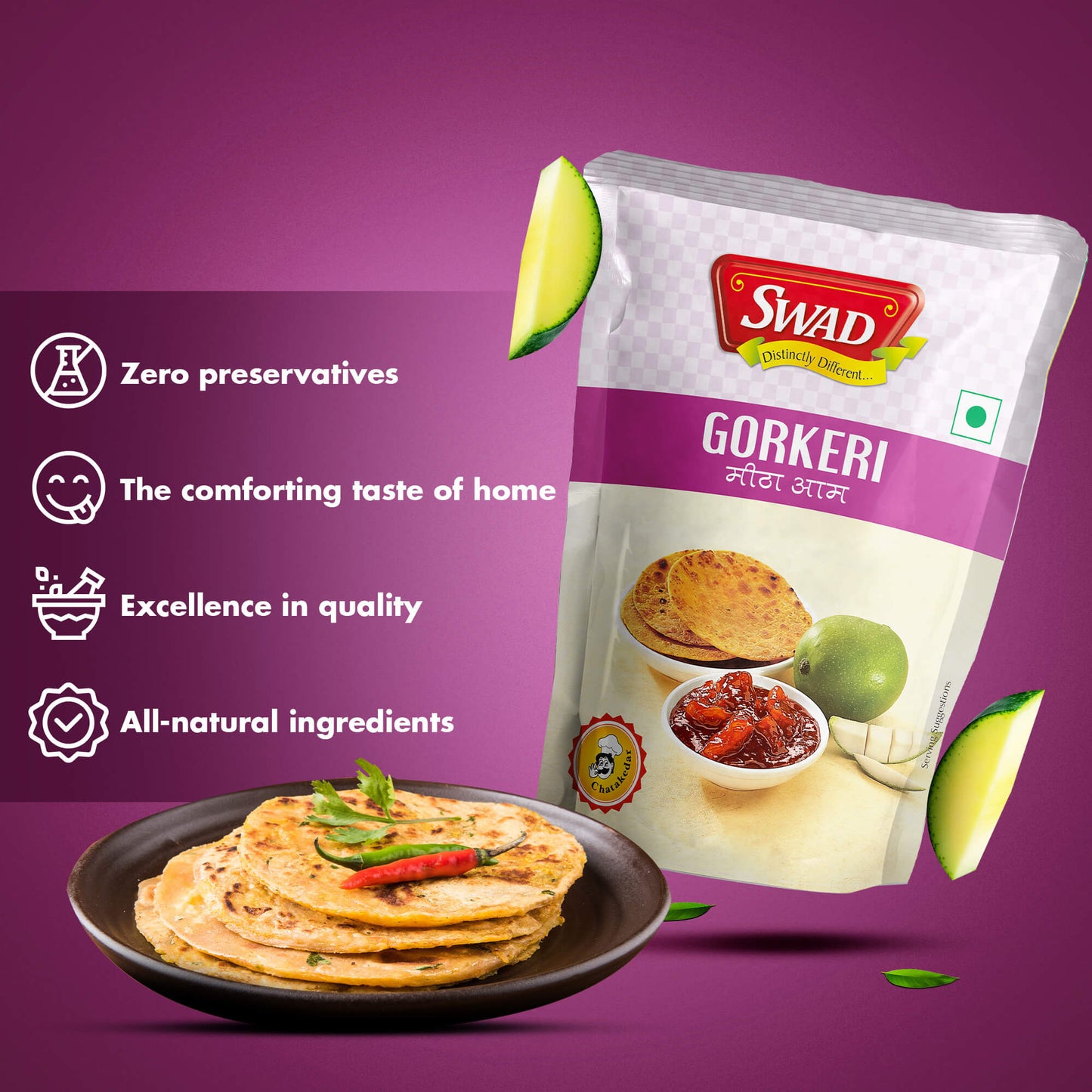 SWAD Mango,Mixed,Green Chilli,Kerda,Garlic,Chhundo,Gorkeri & Sweetlime Pickle 200g- Pack of 8 (1 Piece of each)