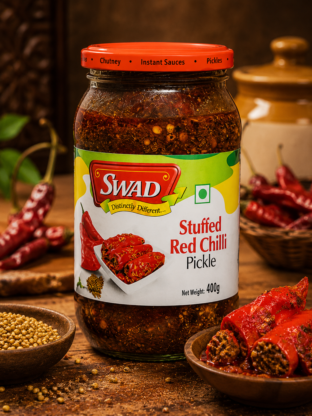 SWAD Stuffed Red Chilli Pickle- 400g