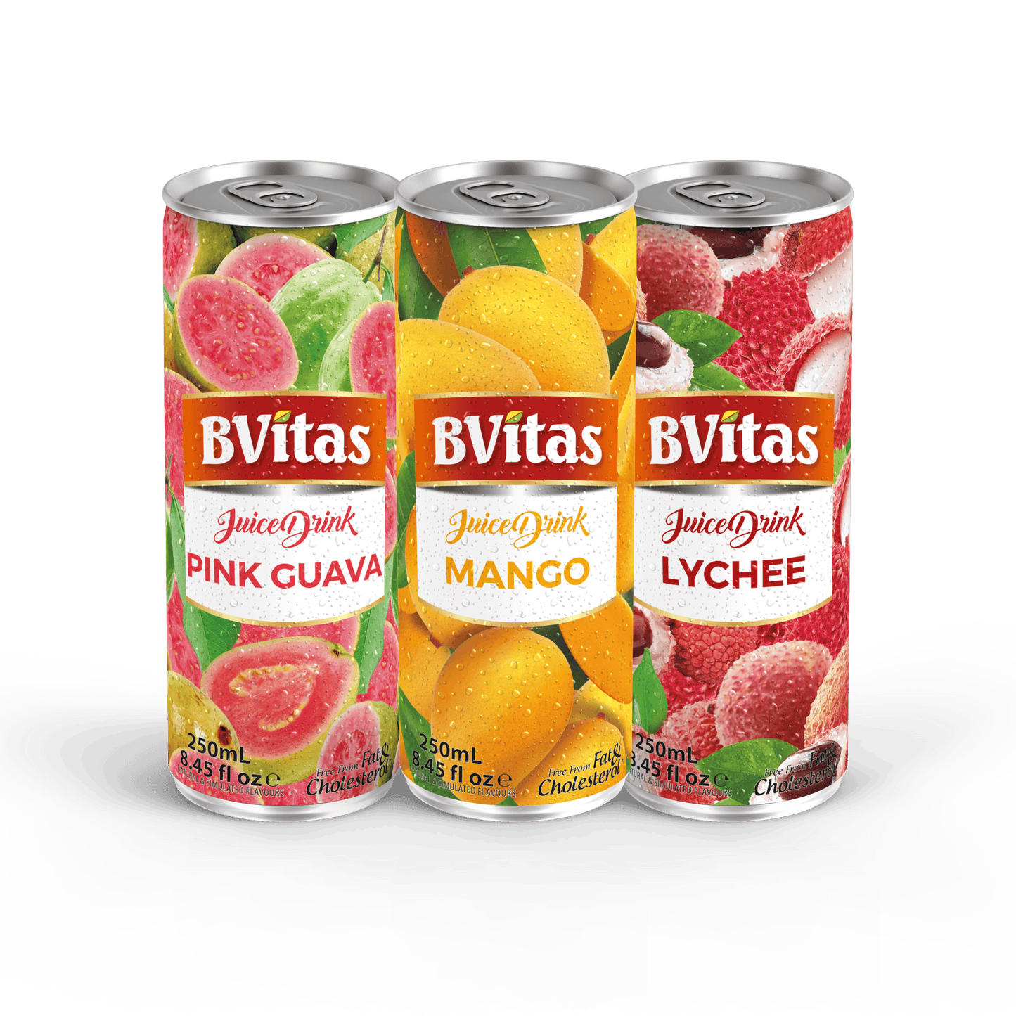 BVitas Combo Pack of Mango,Lychee & Pink Guava Fruit Juice 250ml- 1 Unit of Each