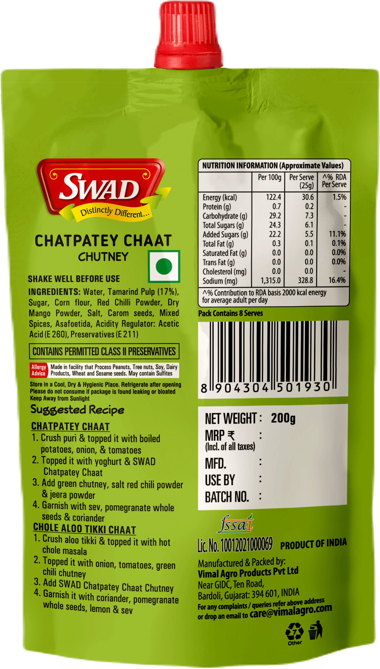 SWAD Chatpatey Chaat Chutney 200g-Pack of 2