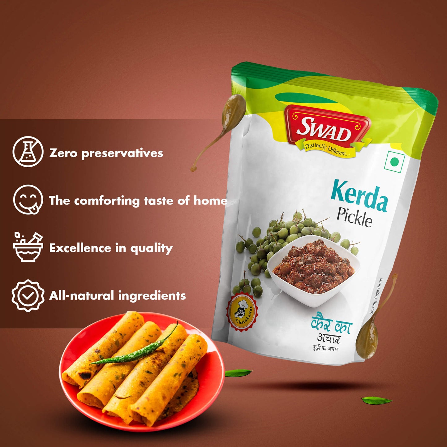 SWAD Mango,Mixed,Green Chilli,Kerda,Garlic,Chhundo,Gorkeri & Sweetlime Pickle 200g- Pack of 8 (1 Piece of each)