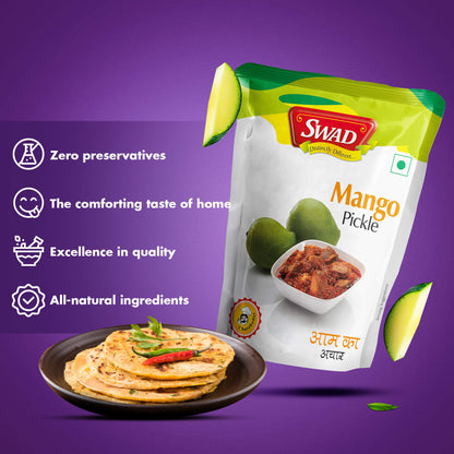 SWAD Mango,Mixed,Green Chilli,Kerda,Garlic,Chhundo,Gorkeri & Sweetlime Pickle 200g- Pack of 8 (1 Piece of each)
