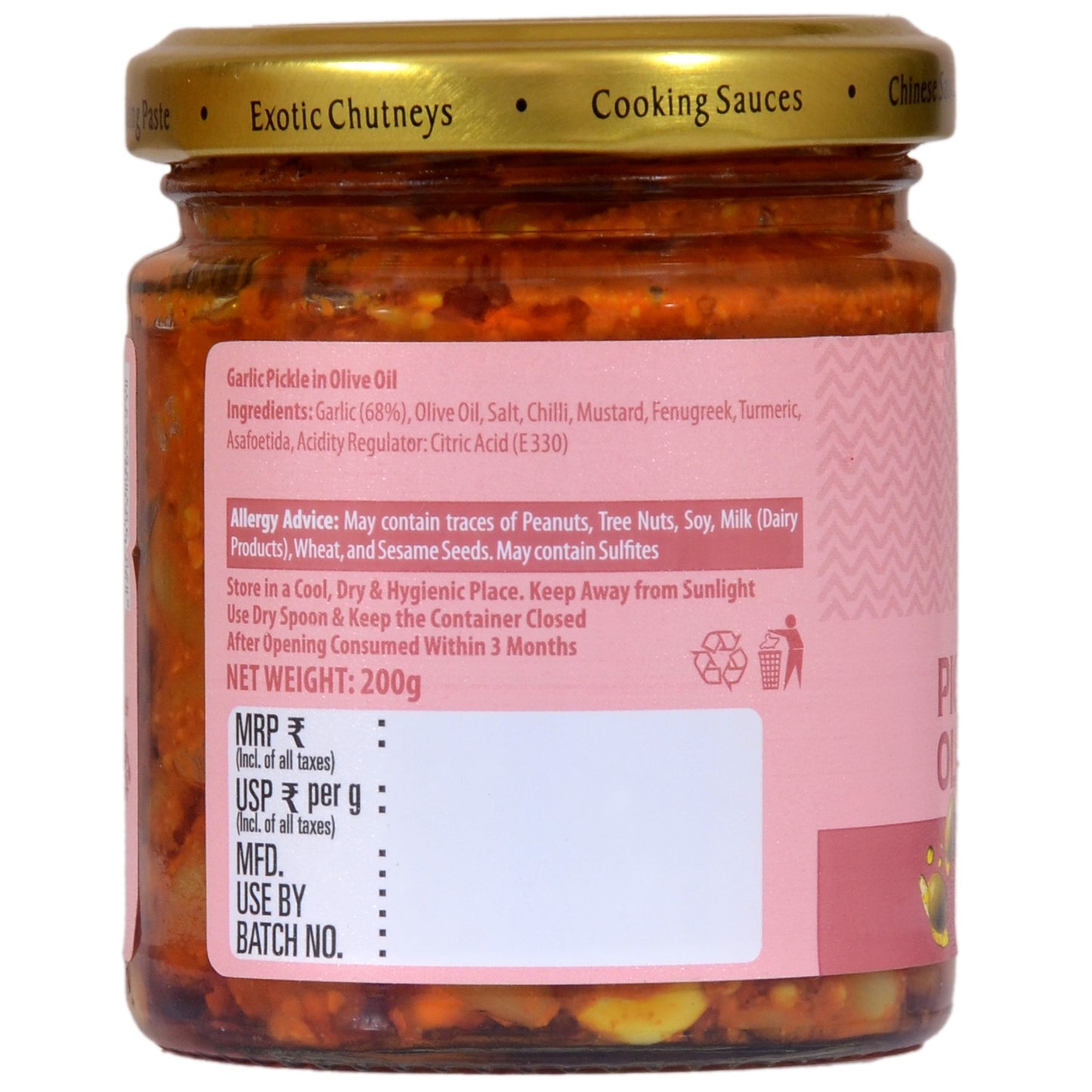 SWAD Combo Pack of Garlic Pickle in Olive| Garlic Pickle| Schezwan Chutney| Rajasthani Garlic Chutney