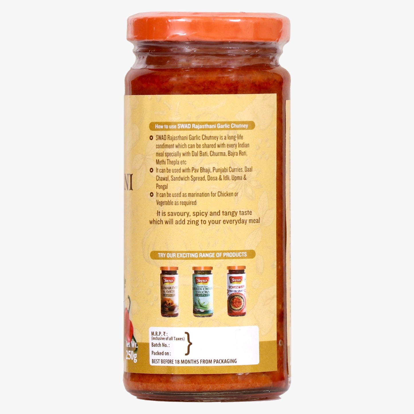 SWAD Combo Pack of Garlic Pickle in Olive| Garlic Pickle| Schezwan Chutney| Rajasthani Garlic Chutney