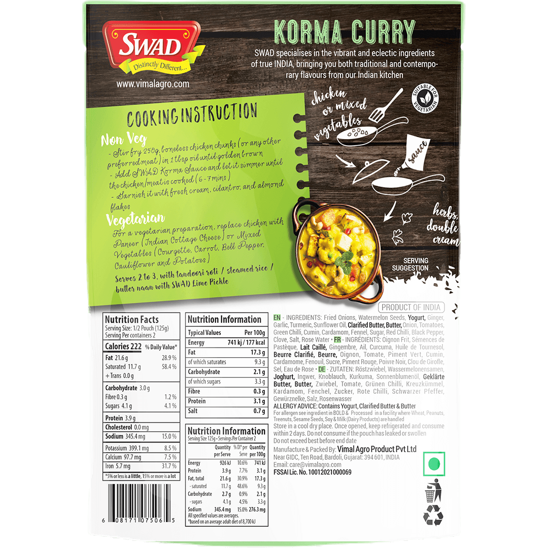 SWAD Korma Curry Sauce 250g ( BUY 1 GET 1 )