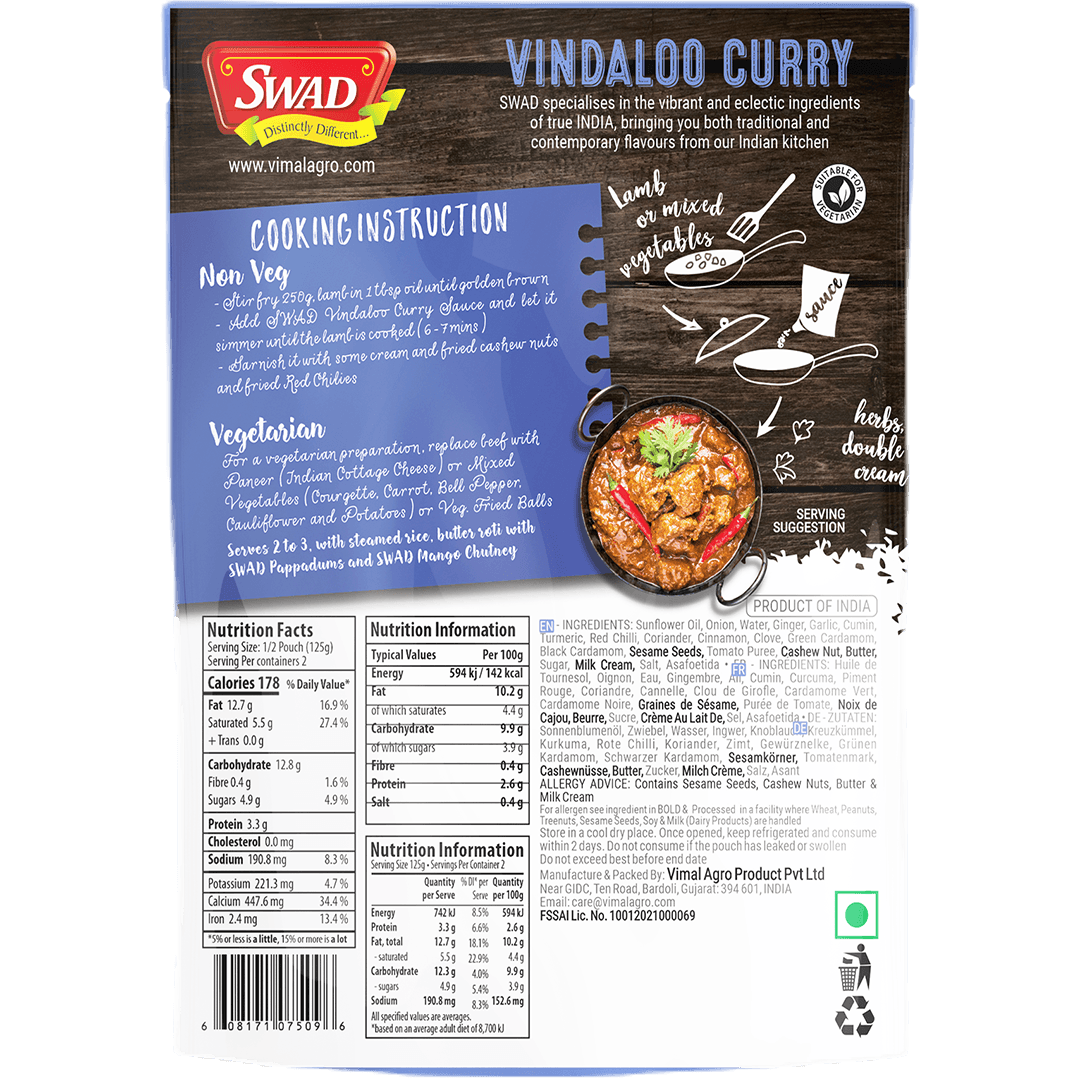 SWAD Vindaloo Curry Sauce 250g (BUY 1 GET 1)