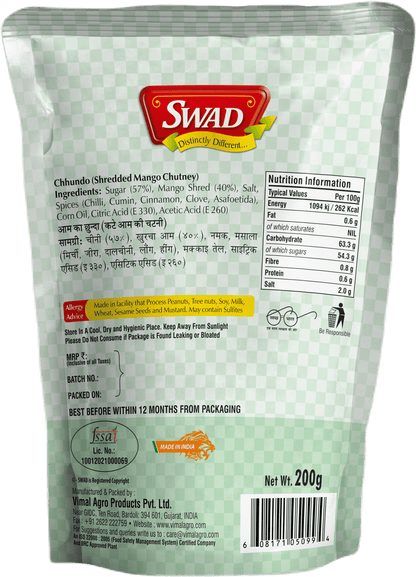 SWAD Mango,Mixed,Green Chilli,Kerda,Garlic,Chhundo,Gorkeri & Sweetlime Pickle 200g- Pack of 8 (1 Piece of each)