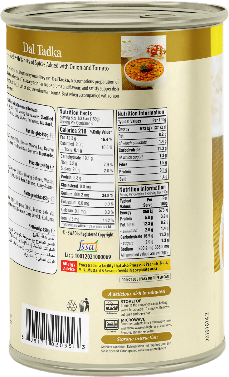 SWAD Ready to Eat Dal Tadka 450g