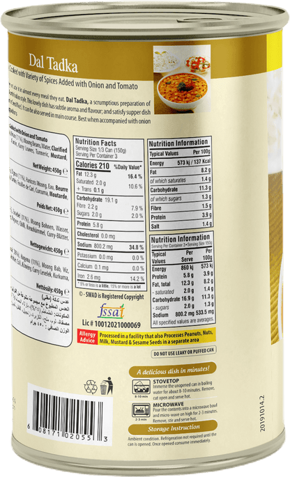 SWAD Ready to Eat Dal Tadka 450g