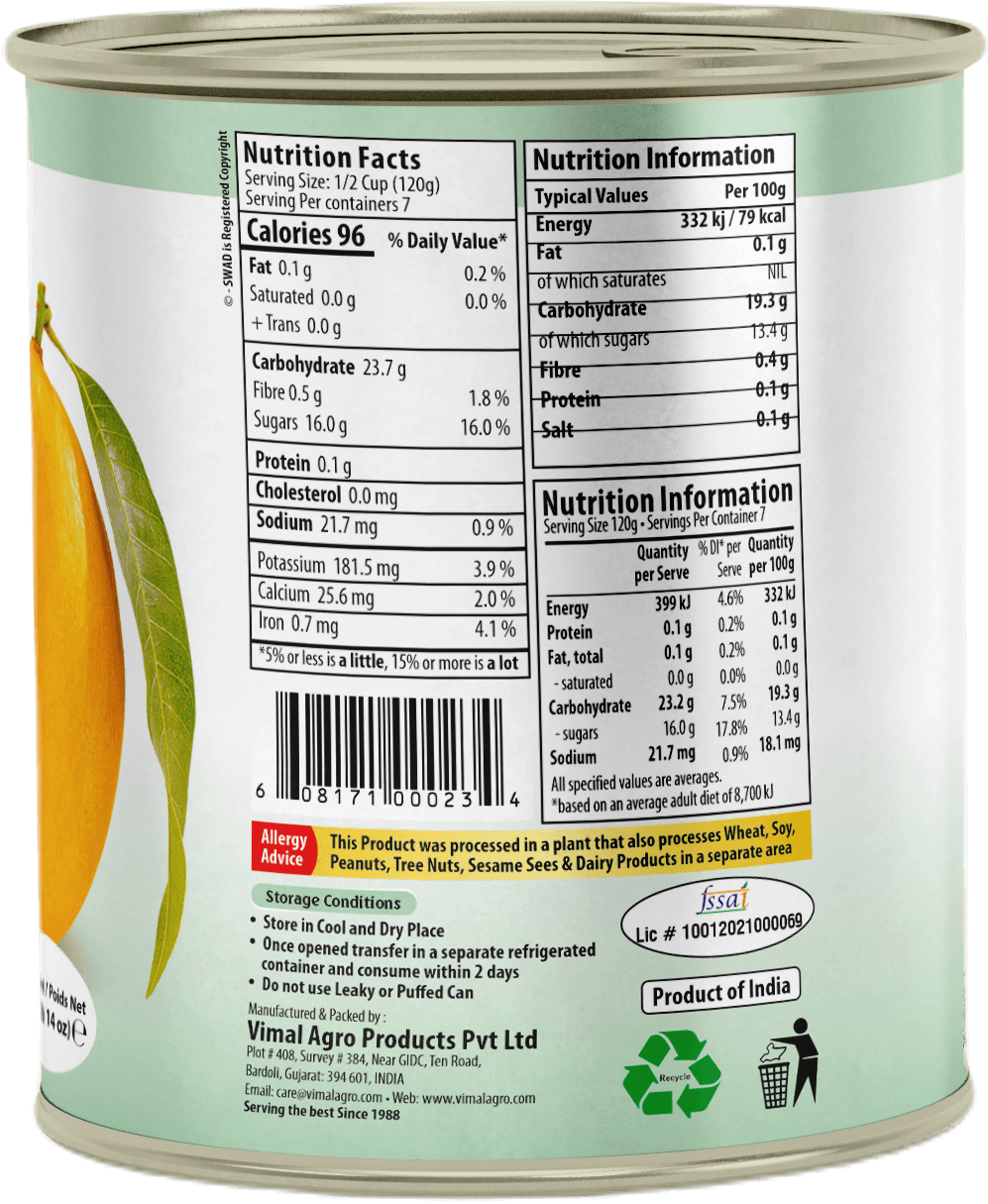 SWAD Kesar Mango Pulp No Added Sugar