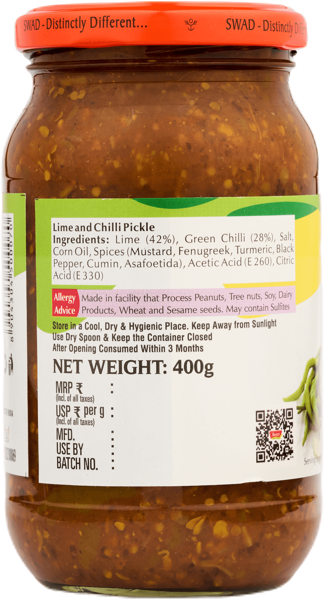 SWAD Lime & Chilli Pickle 400g