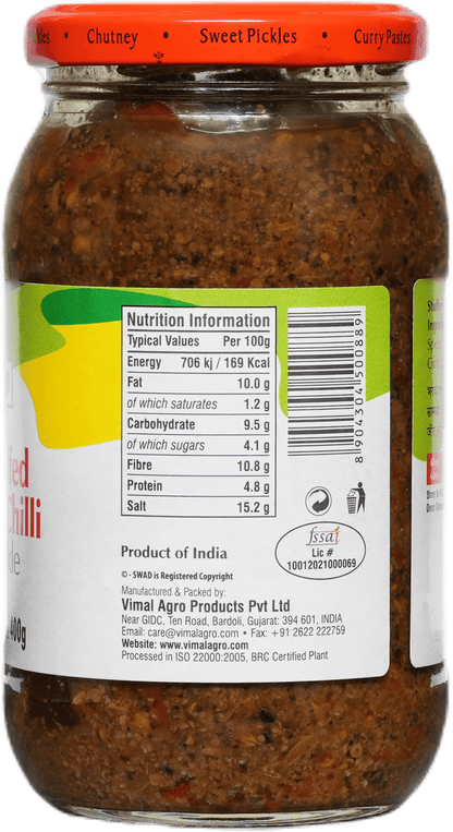 SWAD Stuffed Red Chilli Pickle- 400g