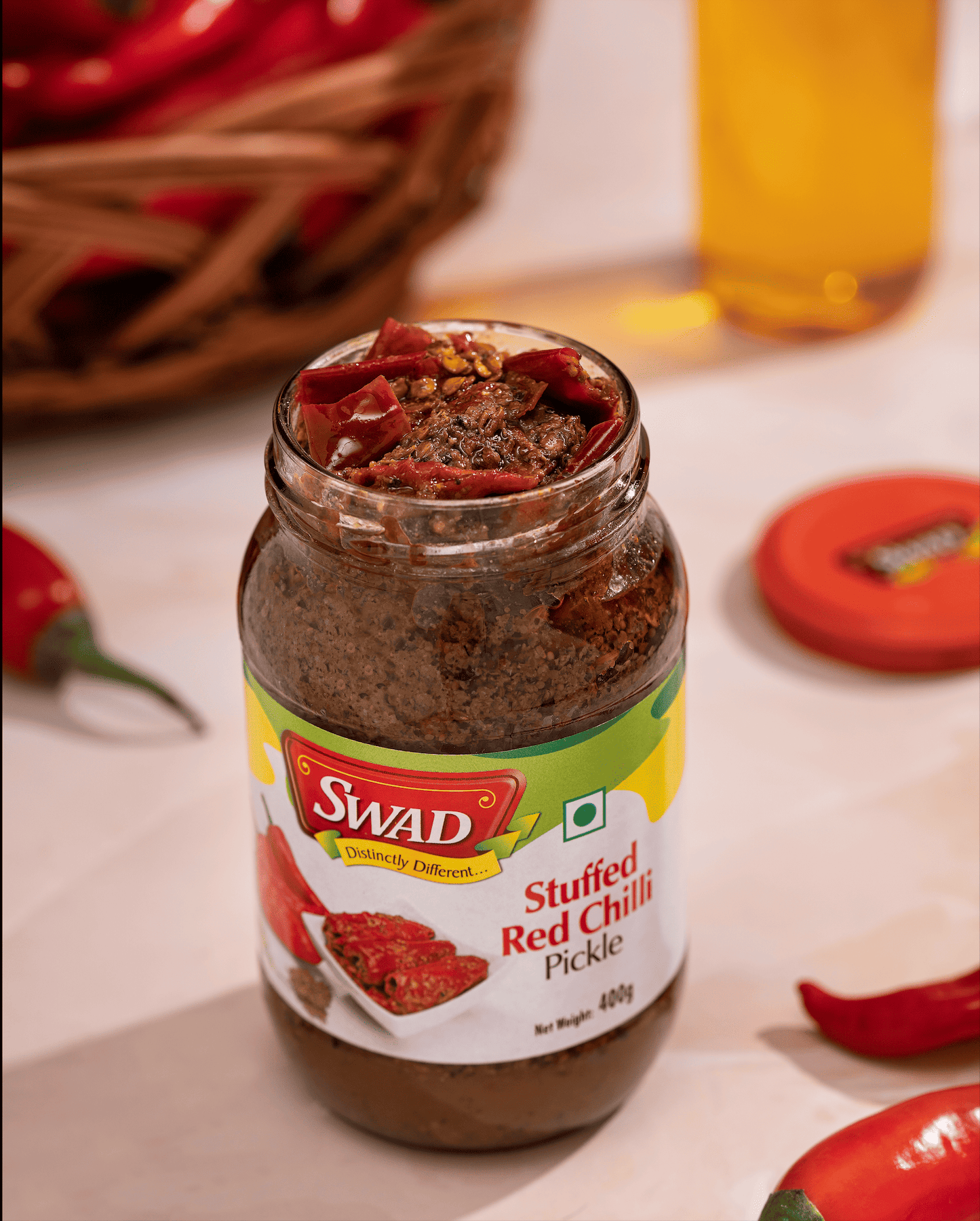 SWAD Stuffed Red Chilli Pickle- 400g