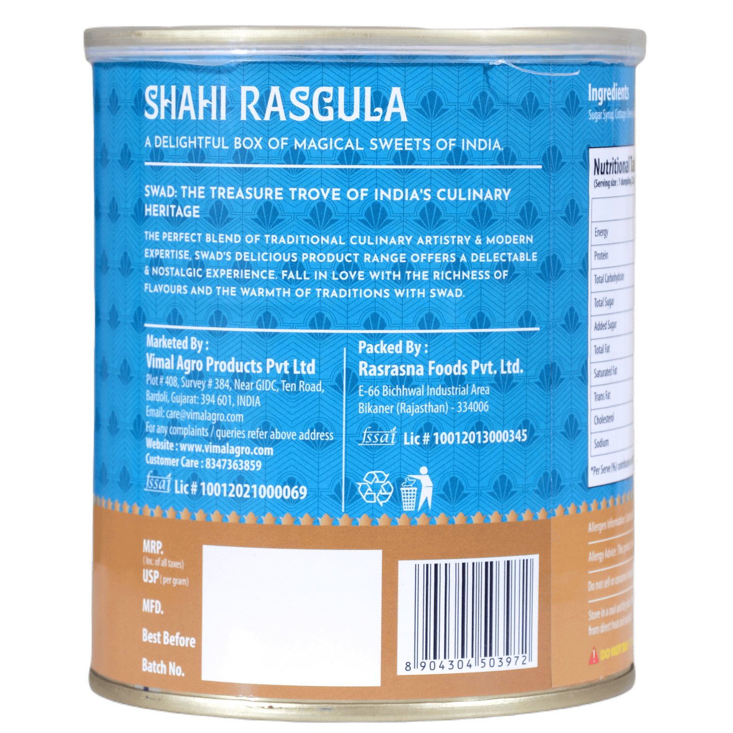 SWAD Combo Pack of Shahi Rasgulla & Gulab Jamun 1kg each